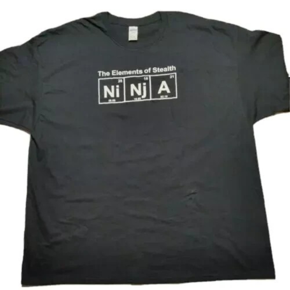NINJA The Elements of Surprise Ni Nj A Periodic Table Humor Men 3XL T-Shirt NEW